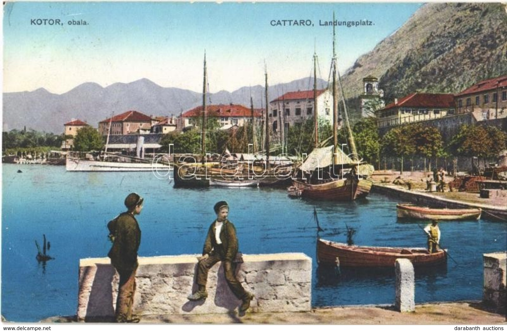 T2 1913 Kotor, Cattaro; Obala / Landungsplatz / Coast, Port, Sailing Vessels, Steamship - Otros & Sin Clasificación