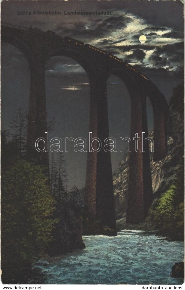 * T2/T3 Albulabahn, Landwasserviadukt / Railway Viaduct At Night  (EK) - Otros & Sin Clasificación