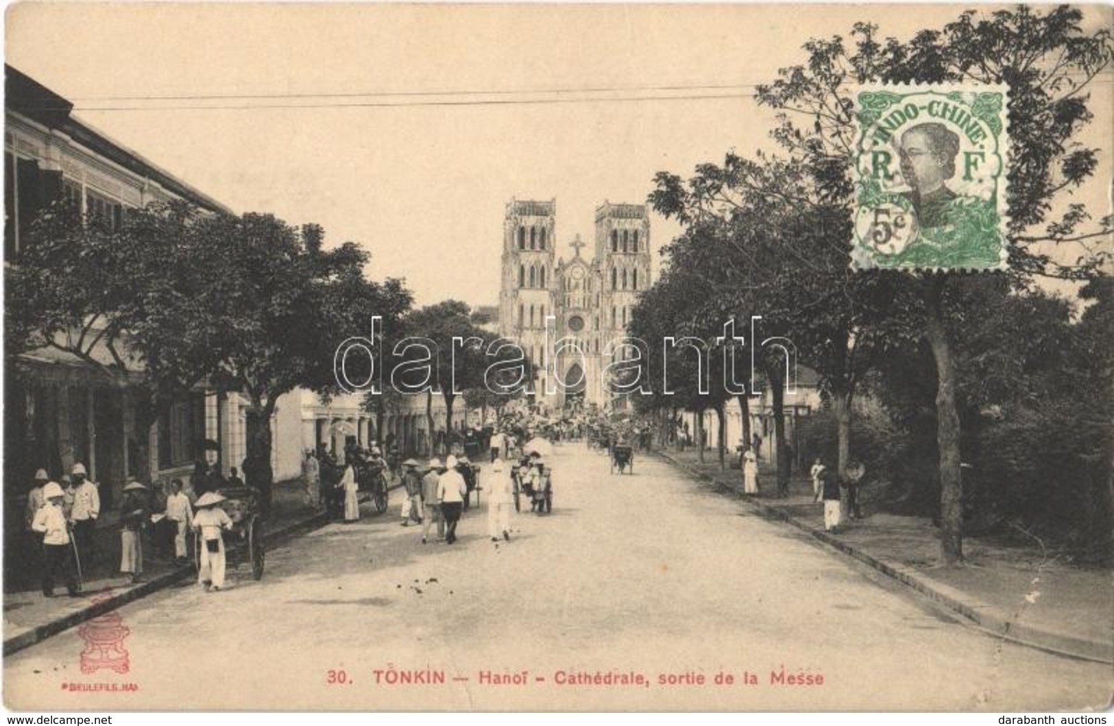 T2/T3 Hanoi (Tonkin), Cathédrale, Sortie De La Messe / Cathedral, TCV Card (EK) - Otros & Sin Clasificación