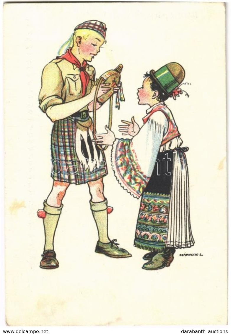 ** T2 Magyar Cserkészszövetség Kiadása / Hungarian Scout Art Postcard S: Márton L. - Sin Clasificación