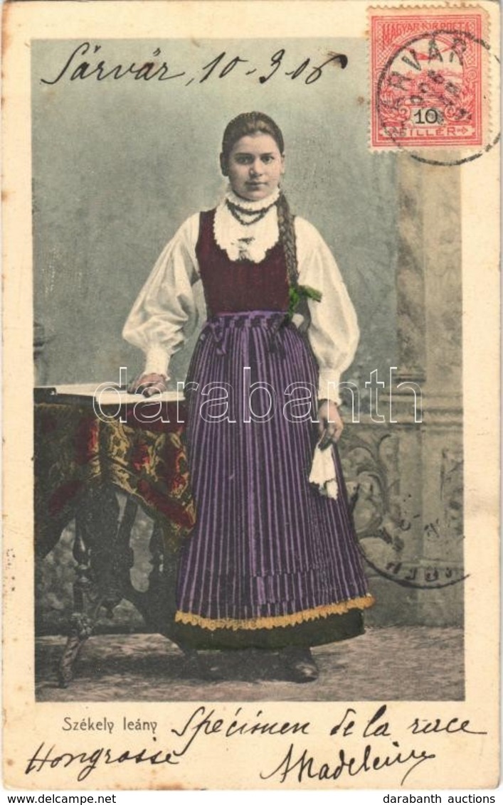 T2/T3 1906 Székely Leány, Erdélyi Folklór / Transylvanian Folklore, Székely Girl In Traditional Costume. TCV Card (fl) - Sin Clasificación