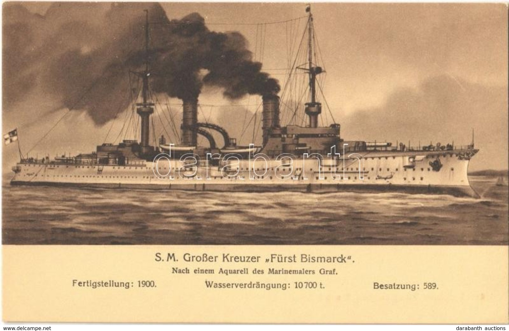 ** T1 S.M. Grosser Kreuzer Fürst Bismarck. Kaiserliche Marine /  SMS Fürst Bismarck, Victoria Louise-class Cruiser Of Im - Sin Clasificación