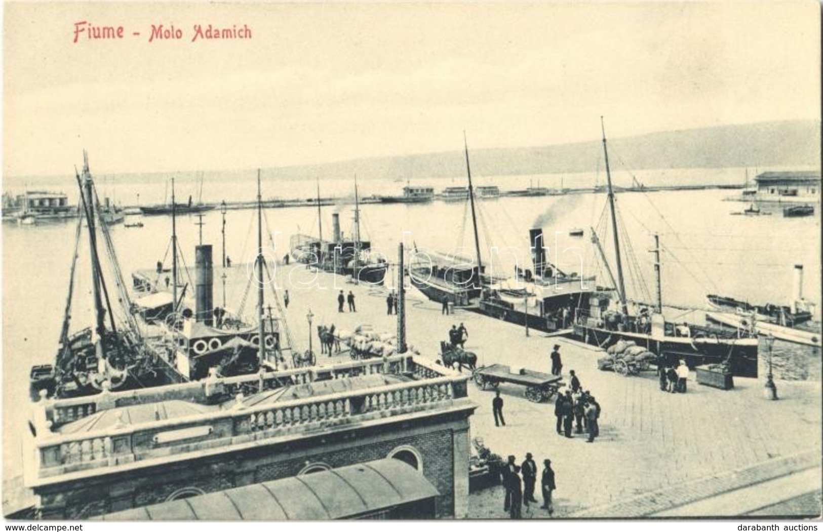 * T1 Fiume, Rijeka; Velebit Egycsavaros Tengeri Személyszállító Gőzhajó / Hungarian Sea Passenger Steamship In Molo Adam - Unclassified