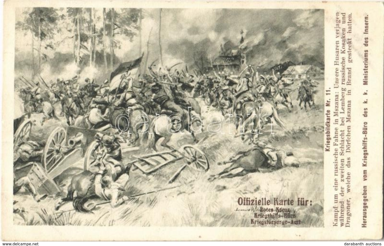 T2/T3 1914 Kriegsbildkarte Nr. 11. Kampf Um Eine Russische Fahne In Mszana: Unsere Husaren Verjagen Während Der Zweiten  - Sin Clasificación