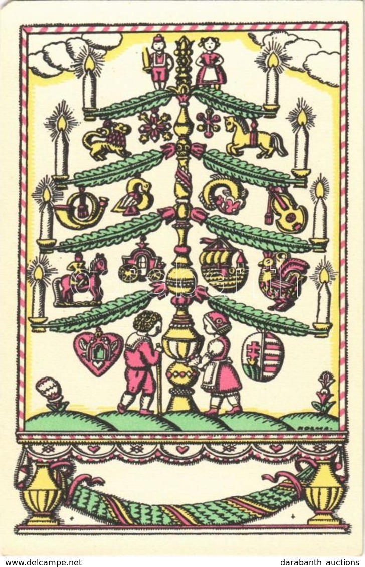 ** T1 Karácsony. Nyomtatta és Kiadja Knerr Izidor, Gyoma / Hungarian Art Postcard With Christmas Tree S: Kozma - Sin Clasificación