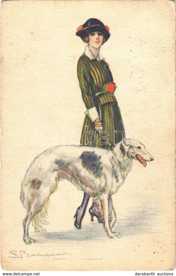 T3 Lady With Dog / Italian Art Postcard. Proprieta Artistica Riservata 624-4. S: S. Bompard  (EB) - Sin Clasificación