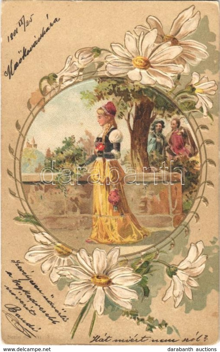 T2/T3 1901 Art Nouveau, Embossed, Floral, Litho Lady - Sin Clasificación