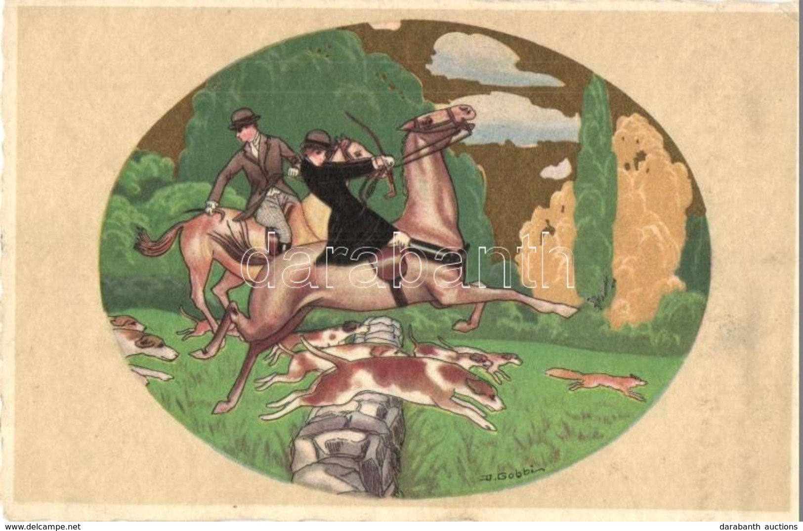 T2/T3 Art Deco Italian Hunting Art Postcard. C.C.M. 2604-2. S: D. Gobbi (EK) - Sin Clasificación