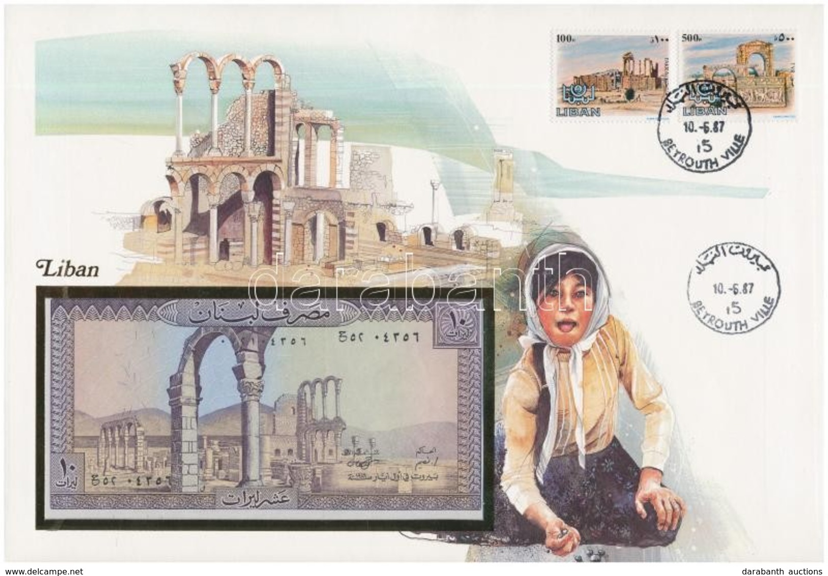 Libanon 1986. 10L Felbélyegzett Borítékban, Bélyegzéssel T:I Lebanon 1986. 10 Livres In Envelope With Stamp And Cancella - Ohne Zuordnung