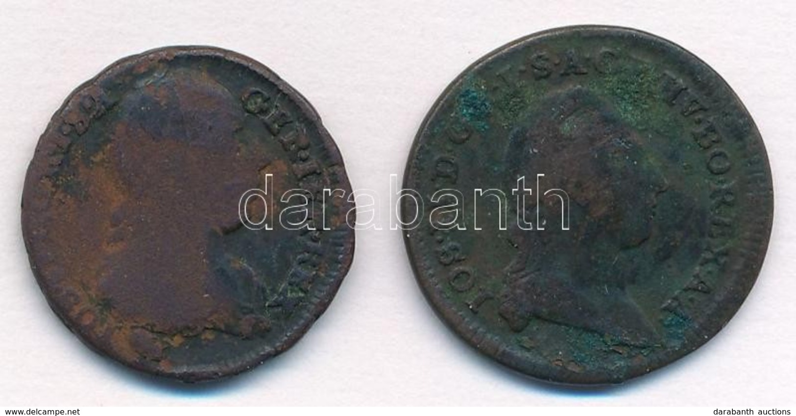 1774S 1/2kr Cu + 1781B 1/2kr Cu 'II. József' T:2- Patina - Sin Clasificación