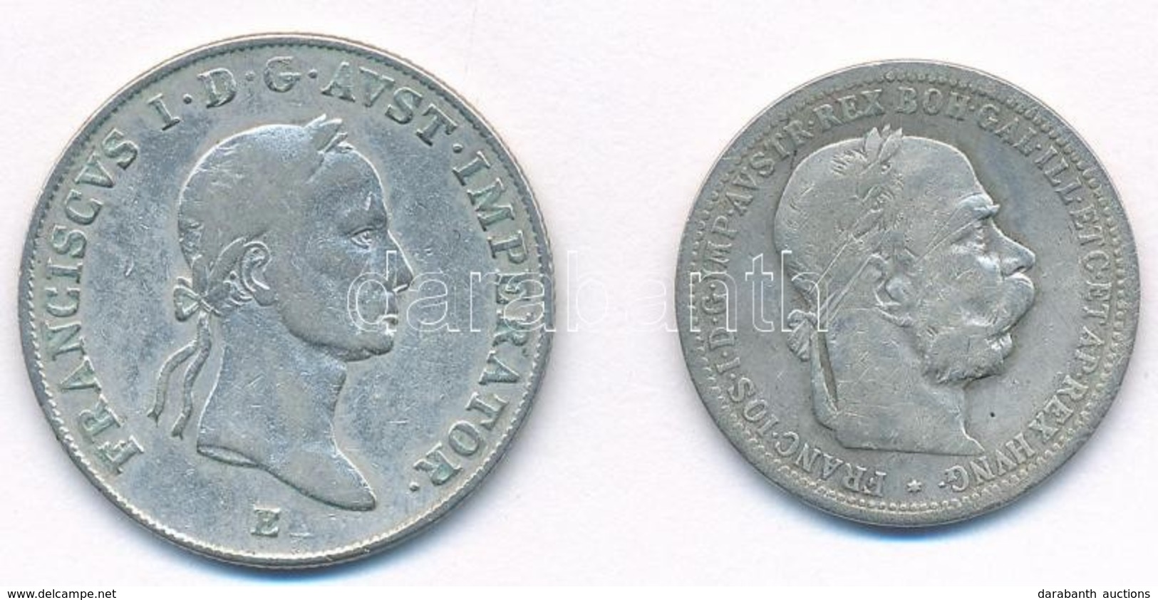 1833E 20kr Ag 'I. Ferenc' + Ausztria 1894. 1K Ag 'Ferenc József' T:2- Juszt. - Sin Clasificación