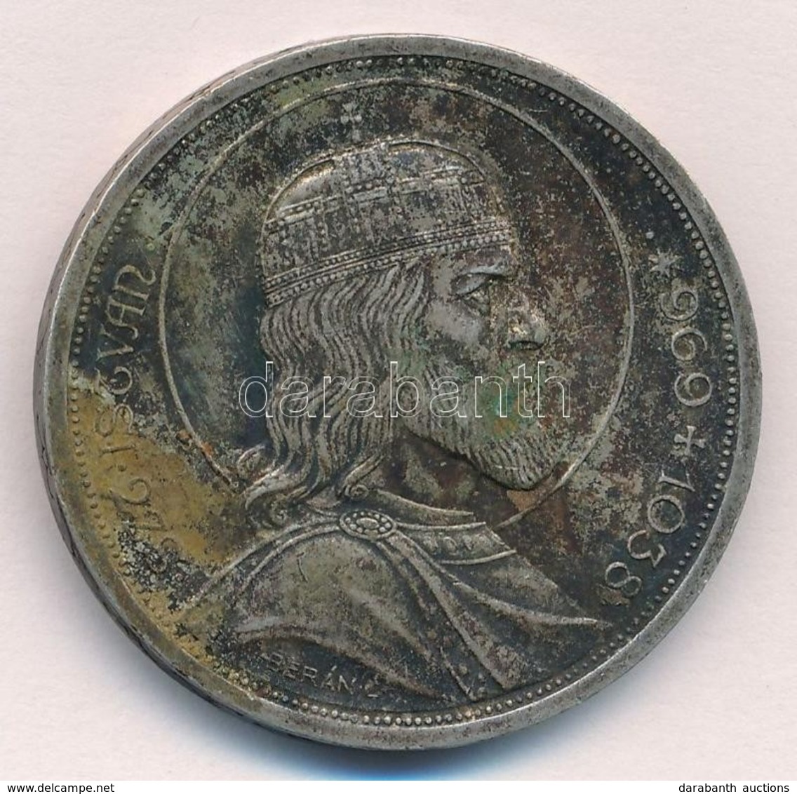 1938. 5P Ag 'Szent István' T:2 Patina 
Adamo.P8.1. - Sin Clasificación