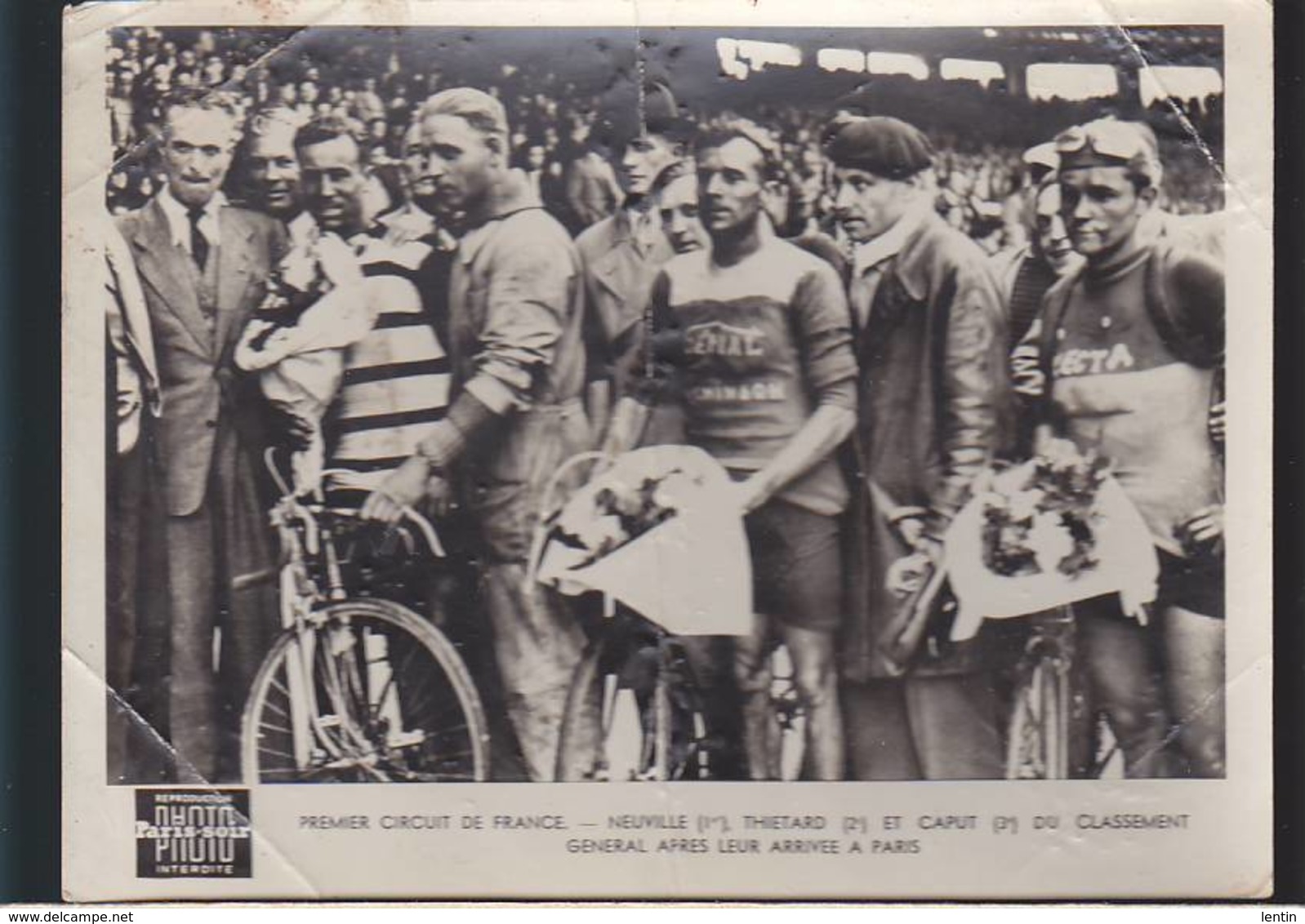 Cyclisme Vélo / Photo Paris-soir / Circuit De France, Neuville, Thietard, Caput, Arrivée à Paris / Voir état - Ciclismo