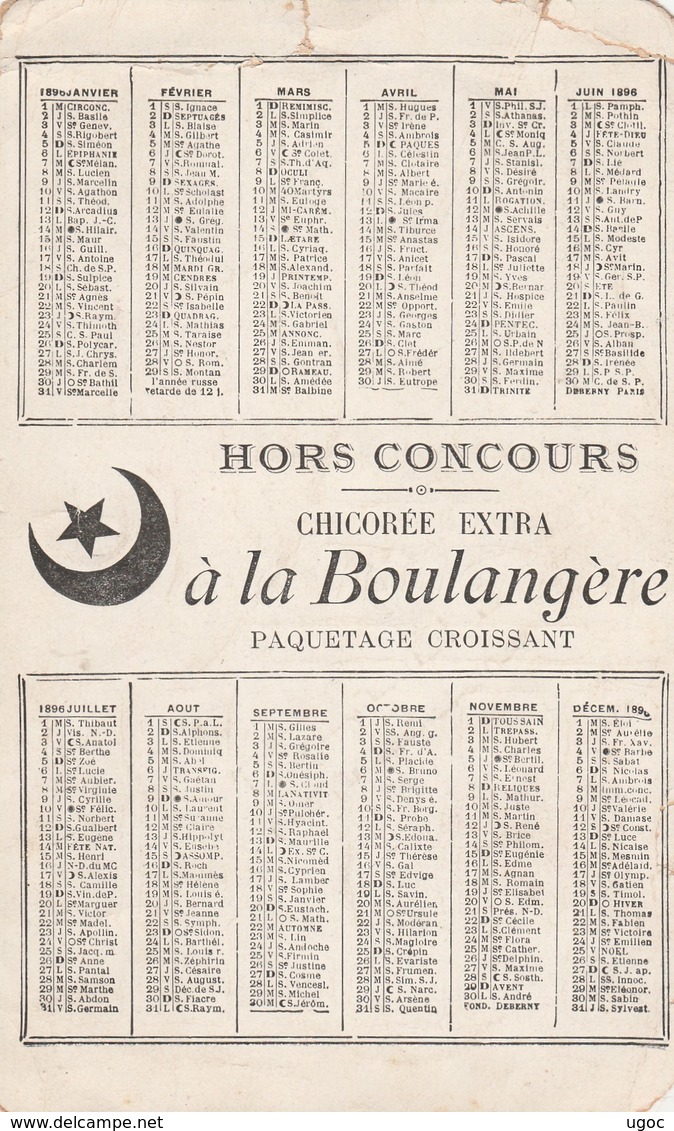 -  Calendrier  1896, 155mm X 85mm, A. Cardon-Duverger à Ste-Olle-Lez-Cambrai NORD, Pli Coin Haut Droit - Small : ...-1900