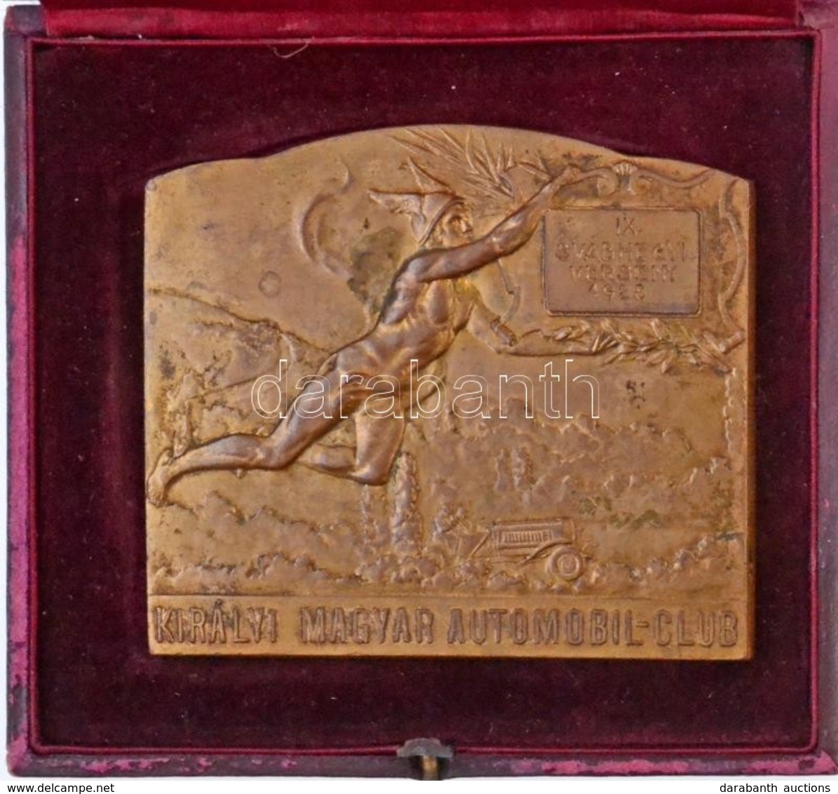 Szirmai Tony (Antal) (1871-1938) 1928. 'Királyi Magyar Automobil-Club' Br Emlékplakett, 'IX. SVÁBHEGYI VERSENY 1928', Er - Sin Clasificación