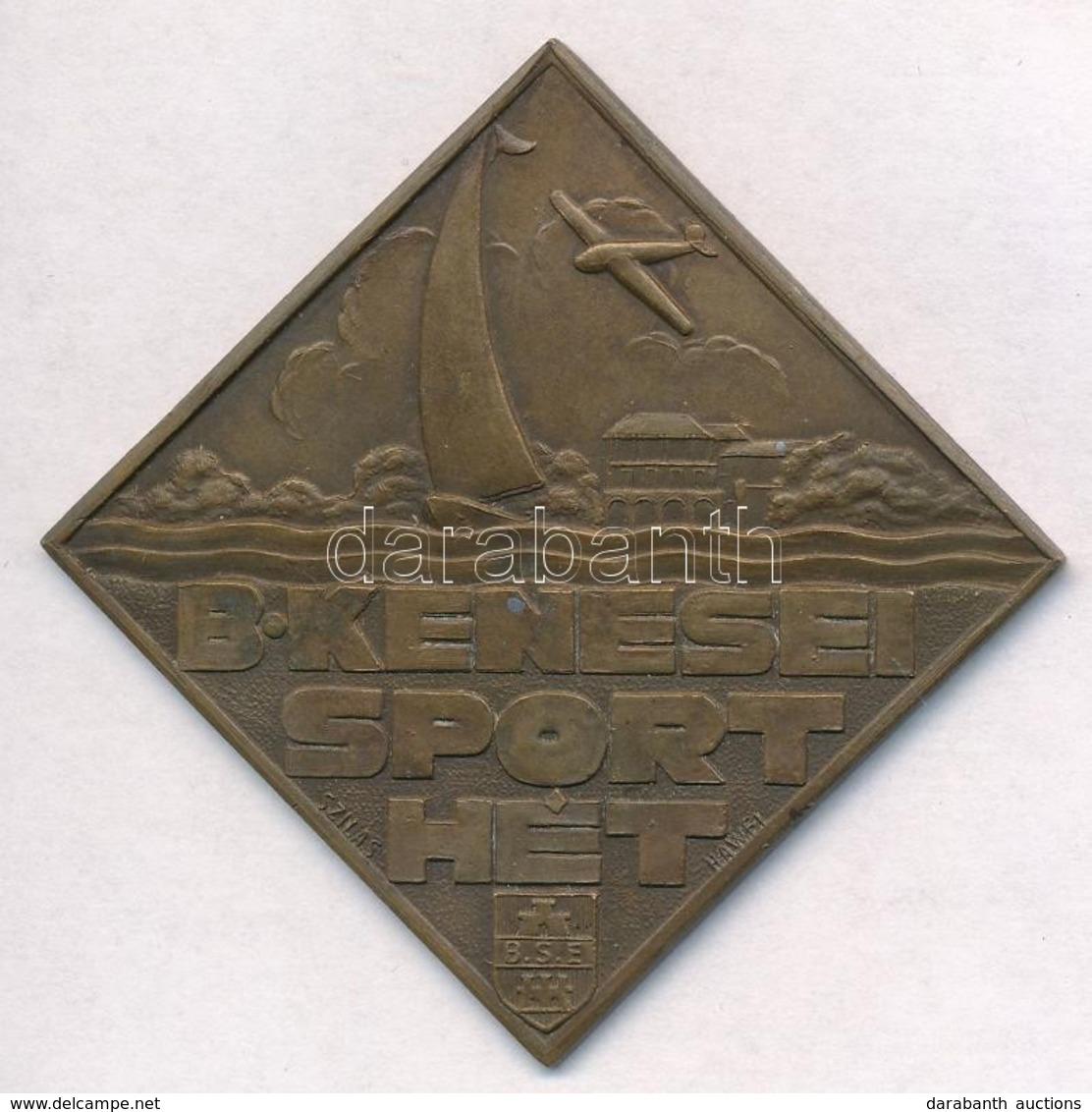 1940. 'Balatonkenesei Sporthét / Székesfővárosi Tenisz Bajnokság 1940' Br Plakett. Szign.: Szilas (67x67mm) T:1- / Hunga - Sin Clasificación