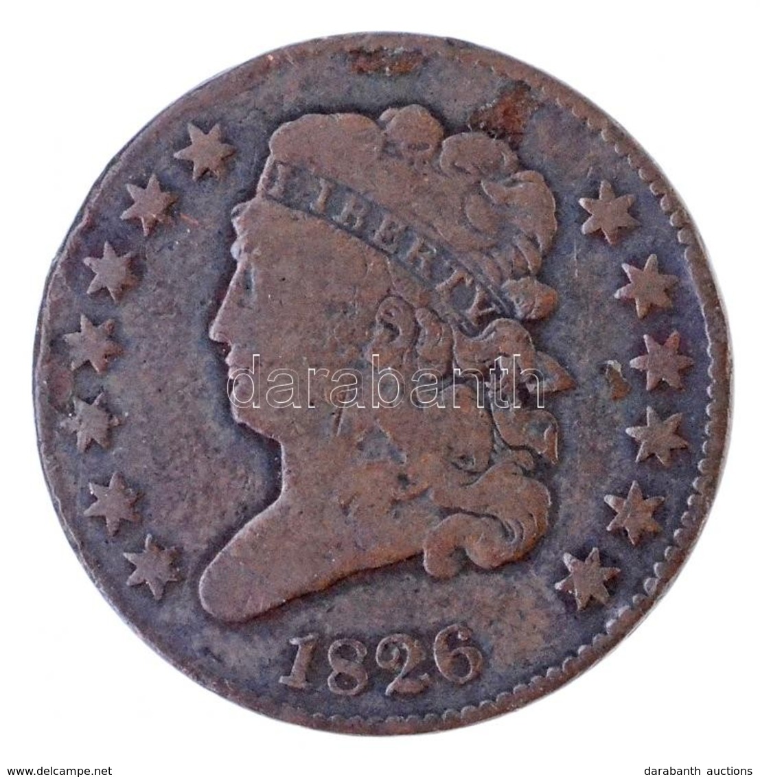 Amerikai Egyesült Államok 1826. 1/2c Cu 'Classic Head' T:3 Patina
USA 1826. 1/2 Cent Cu 'Classic Head' C:F Patina
Krause - Sin Clasificación