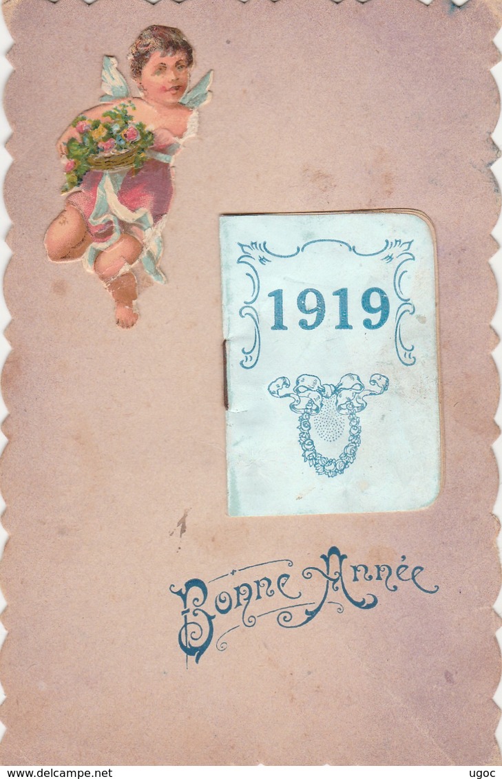 -  Calendrier  1919 Format Carte Postale, Bonne Année Avec Petit Ange - Petit Format : 1901-20