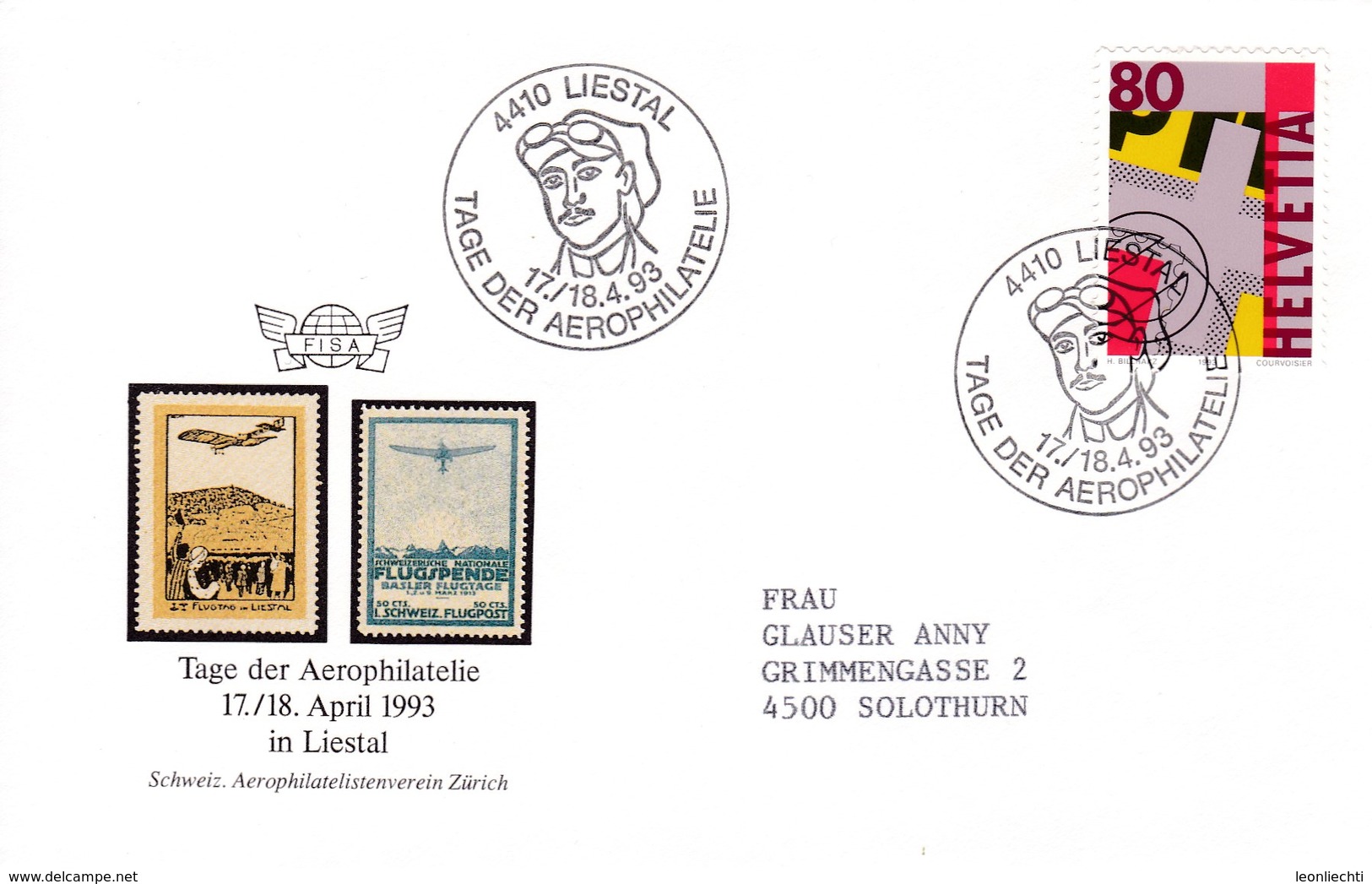 Tag Der Aerophilatelie Vom 17.-18.1993. In 4410 Liestal. - Autres (Air)