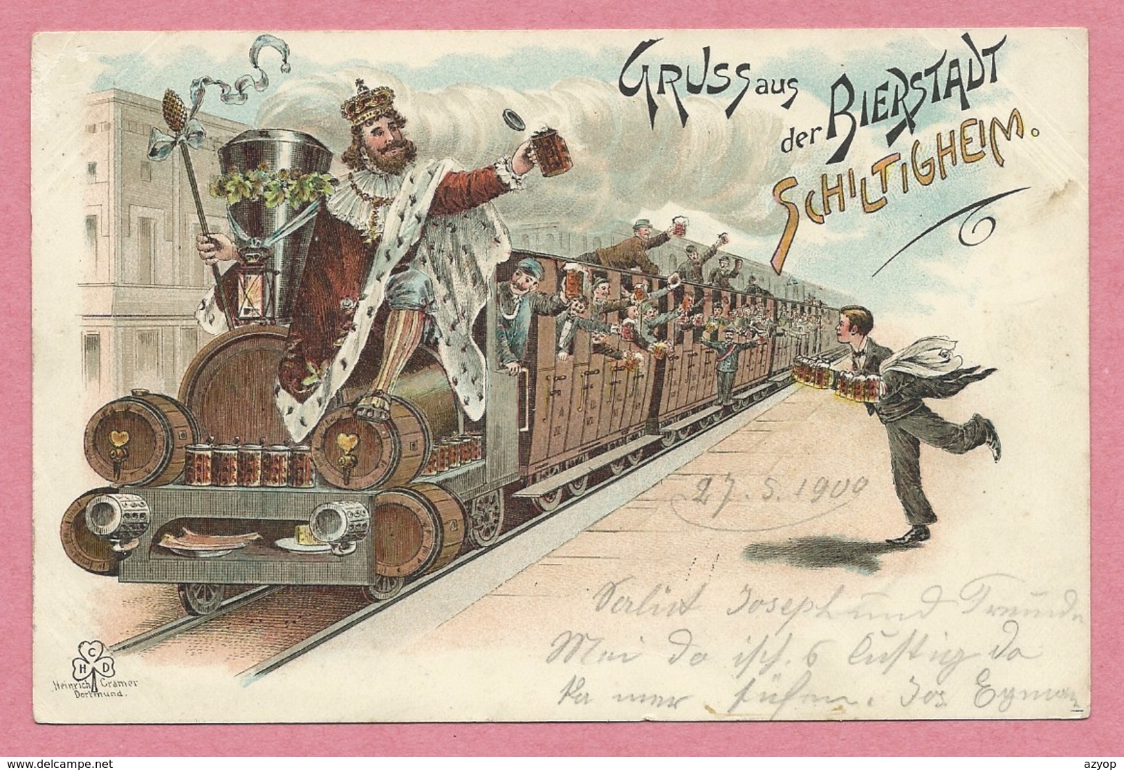 67 - SCHILTIGHEIM - GRUSS Aus Der BIERSTADT - Litho Couleur - Bierre - Brrasserie - Brauerei - Train - Locomotive - Schiltigheim