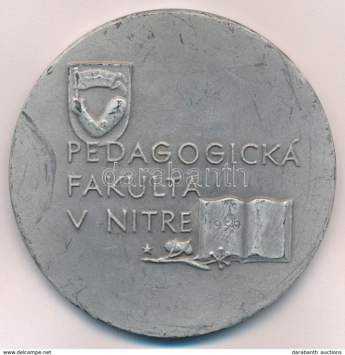 Csehszlovákia 1959. 'PEDAGOGICKÁ FAKULTA V NITRE (Nyitrai Pedagógiai Fakultáns)' Ezüstözött Br Plakett (70mm) T:1- Ezüst - Sin Clasificación