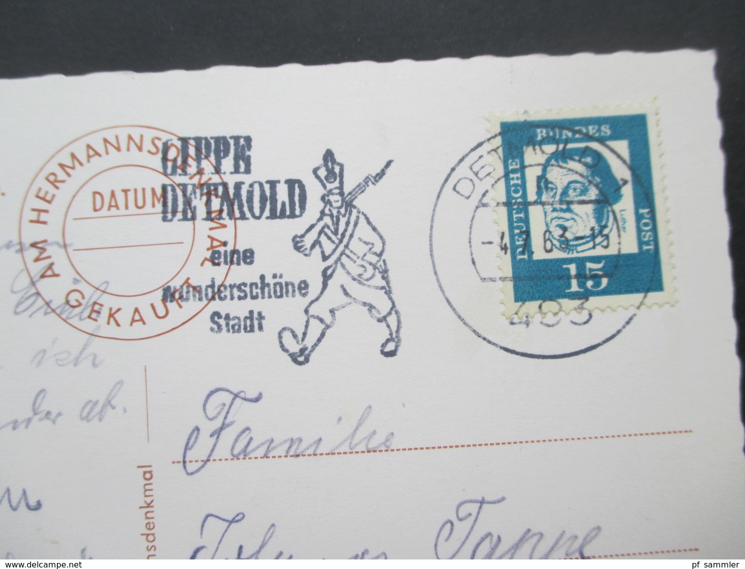 BRD 1963 Mehrbild AK Vom Hermannsdenkmal Zur Porta Westfalica Stempel Detmold Lippe Detmold Eine Wunderschöne Stadt - Detmold