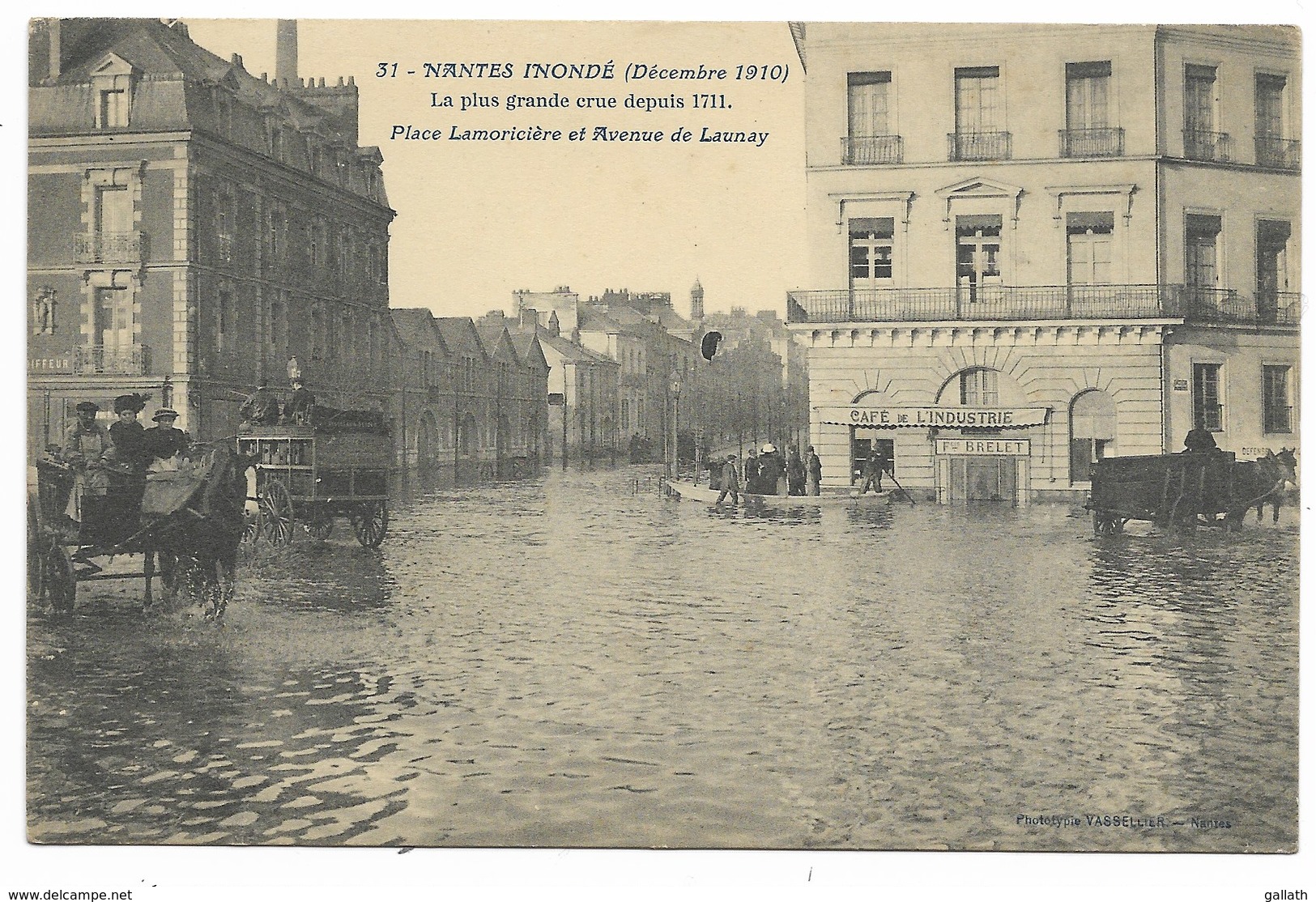 44-NANTES-Inondations Décembre 1910-Place Lamoricière Et Avenue De Launay... Animé - Nantes