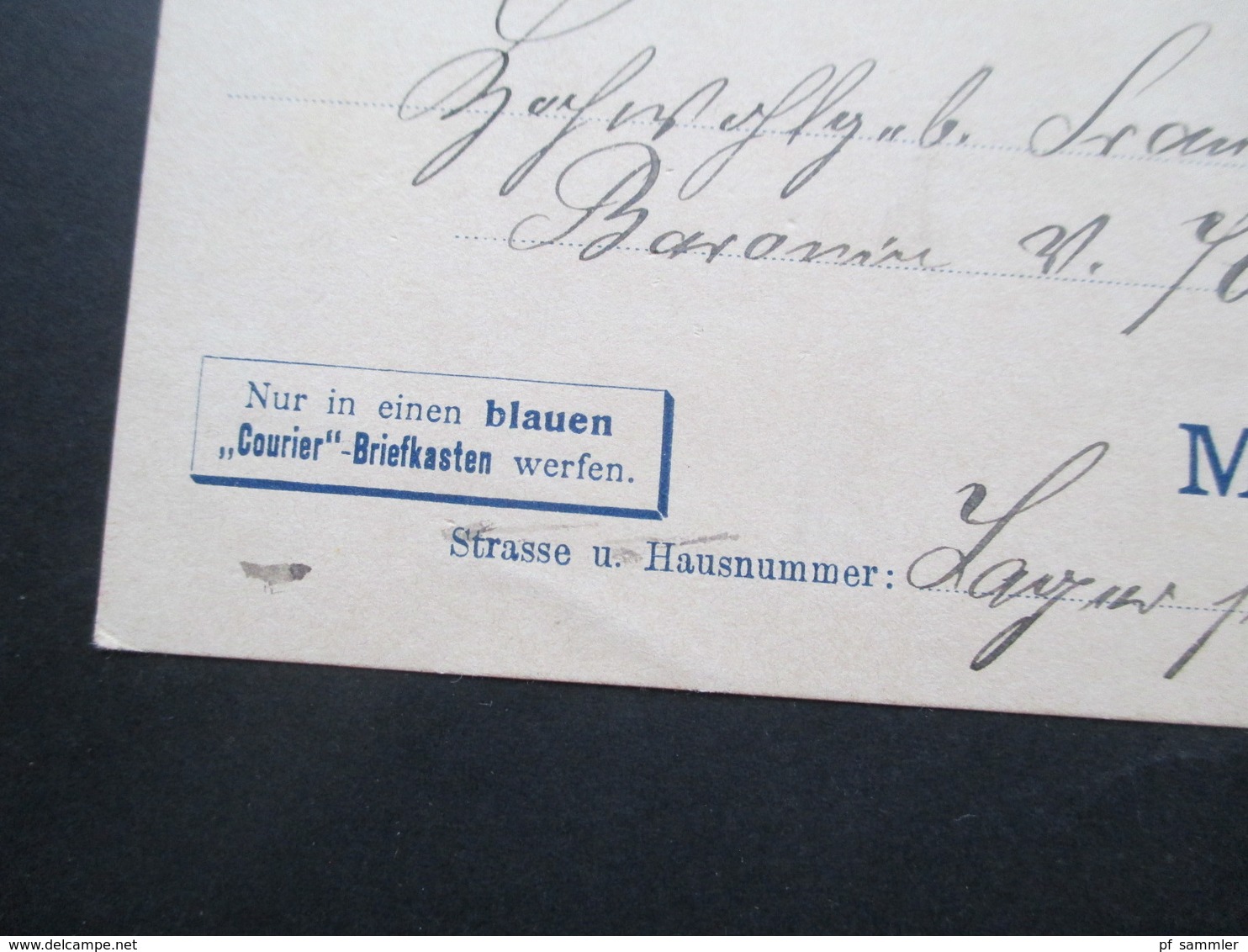 Deutsches Reich Privatpost Courier Karte München 1898 Nur In Einen Blauen Courier Briefkasten Werfen - Posta Privata & Locale