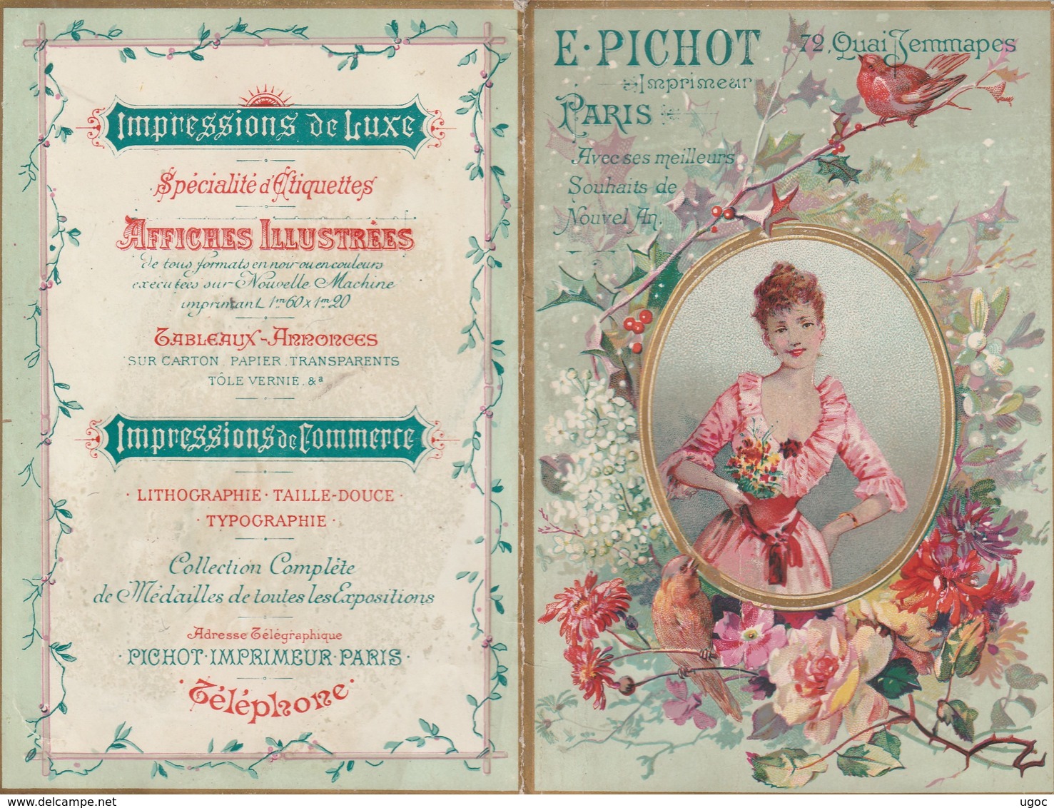 - Très Beau Calendrier 1892 Chromo 150mm X 100mm, E. PICHOT, 72 Quai Jemmapes à PARIS - Formato Piccolo : ...-1900