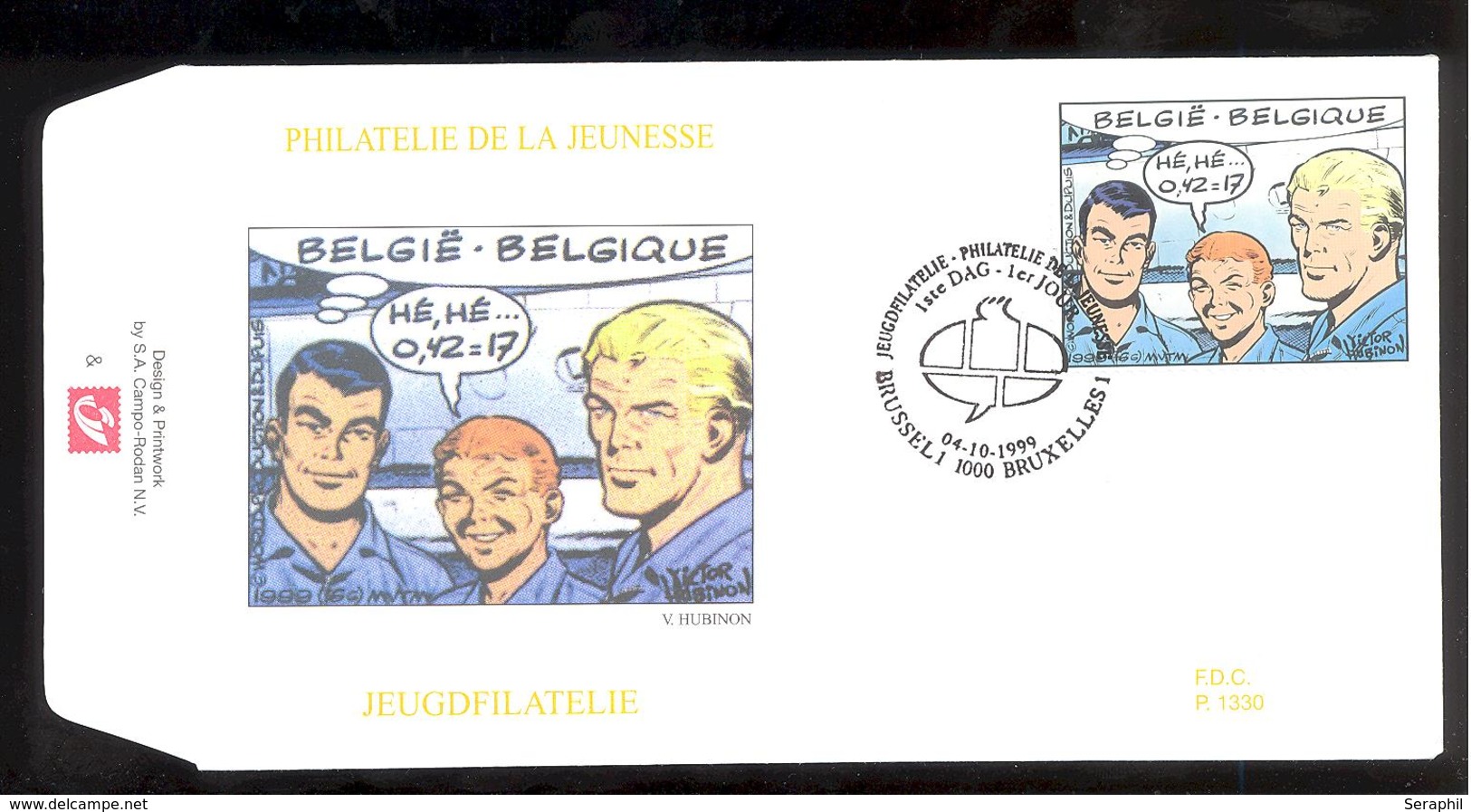 FDC - 9 B.D. Différentes - Philatélie De La Jeunesse -  Timbres N° 2841/49- Tampon Brussel/Bruxelles Rond Bulle Tintin - 1991-2000