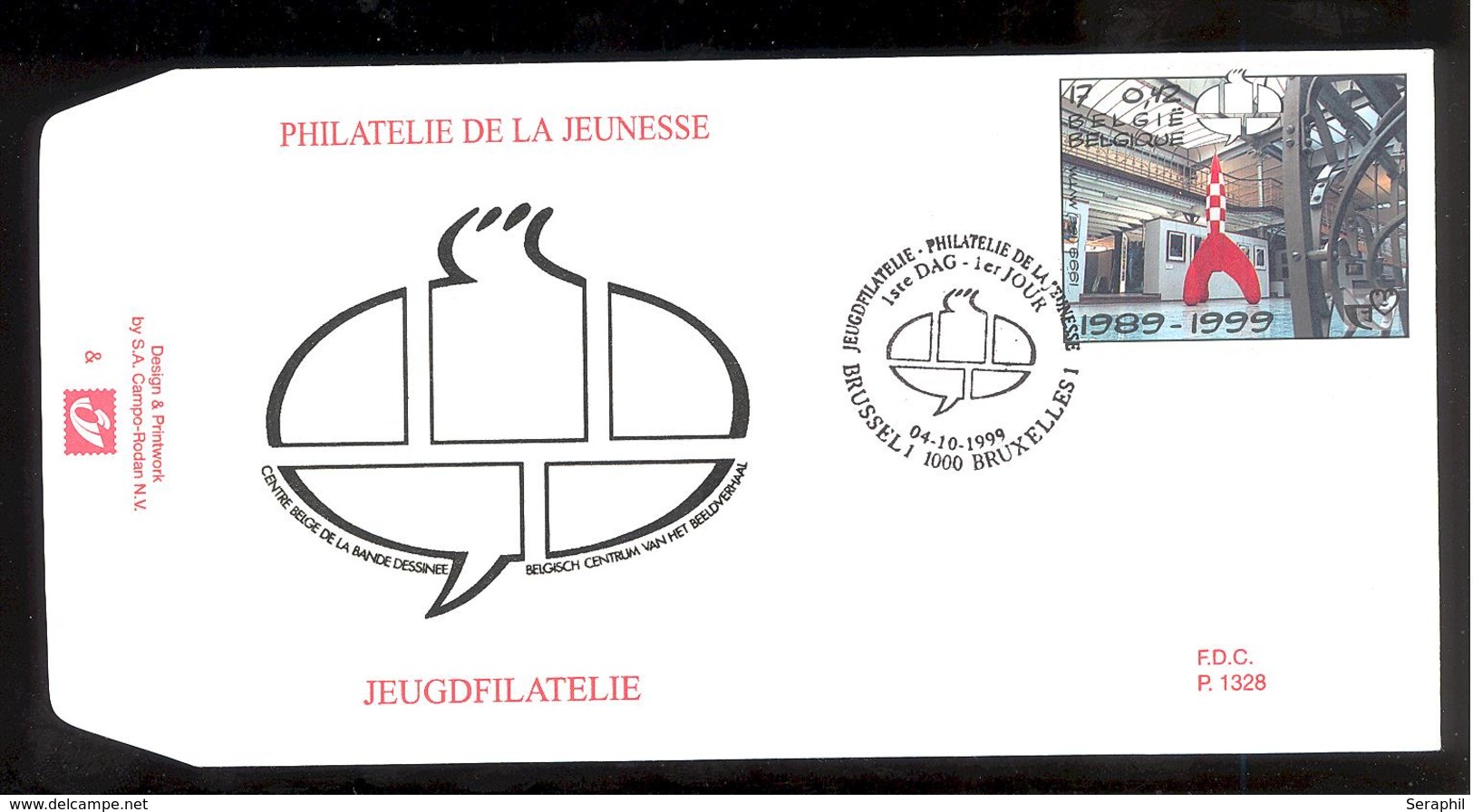 FDC - 9 B.D. Différentes - Philatélie de la Jeunesse -  Timbres n° 2841/49- Tampon Brussel/Bruxelles rond bulle Tintin