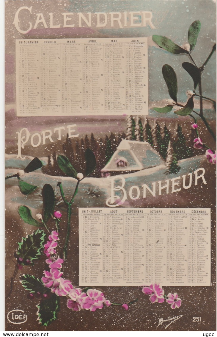 - Calendrier PORTE BONHEUR De 1917 - Petit Format : 1901-20