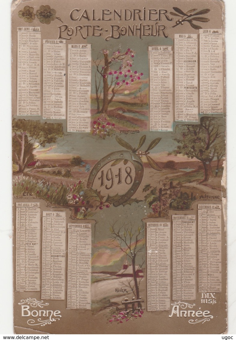 - Calendrier Porte Bonheur De 1918, BONNE ANNEE - Petit Format : 1901-20