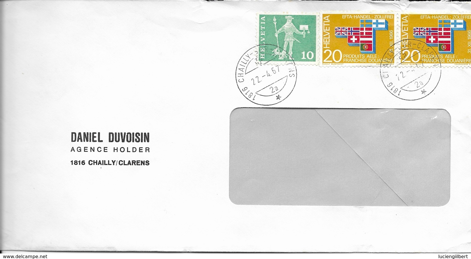 SUISSE -   CHAILLY CLARENS  -  CACHET CHAILLY CLARENS   -  -  1967 - Covers & Documents