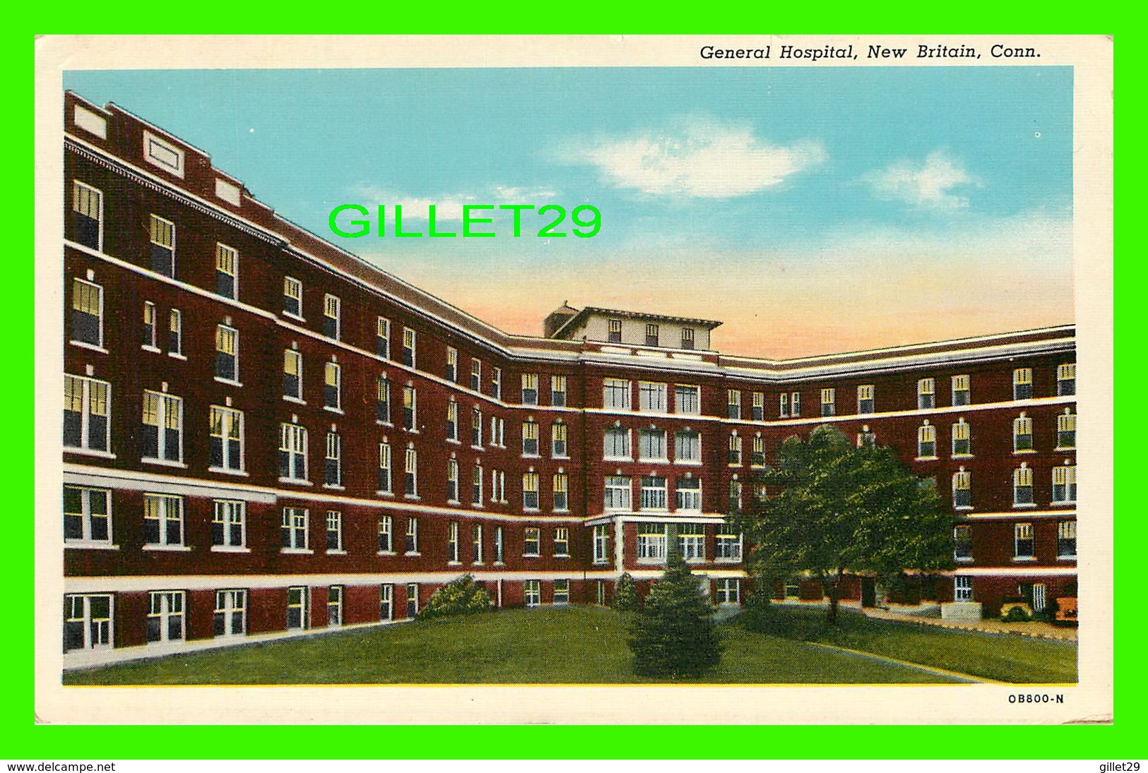 NEW BRITAIN, CT - GENERAL HOSPITAL - TRAVEL IN 1952 -  C. T. AMERICAN ART - - New Britain