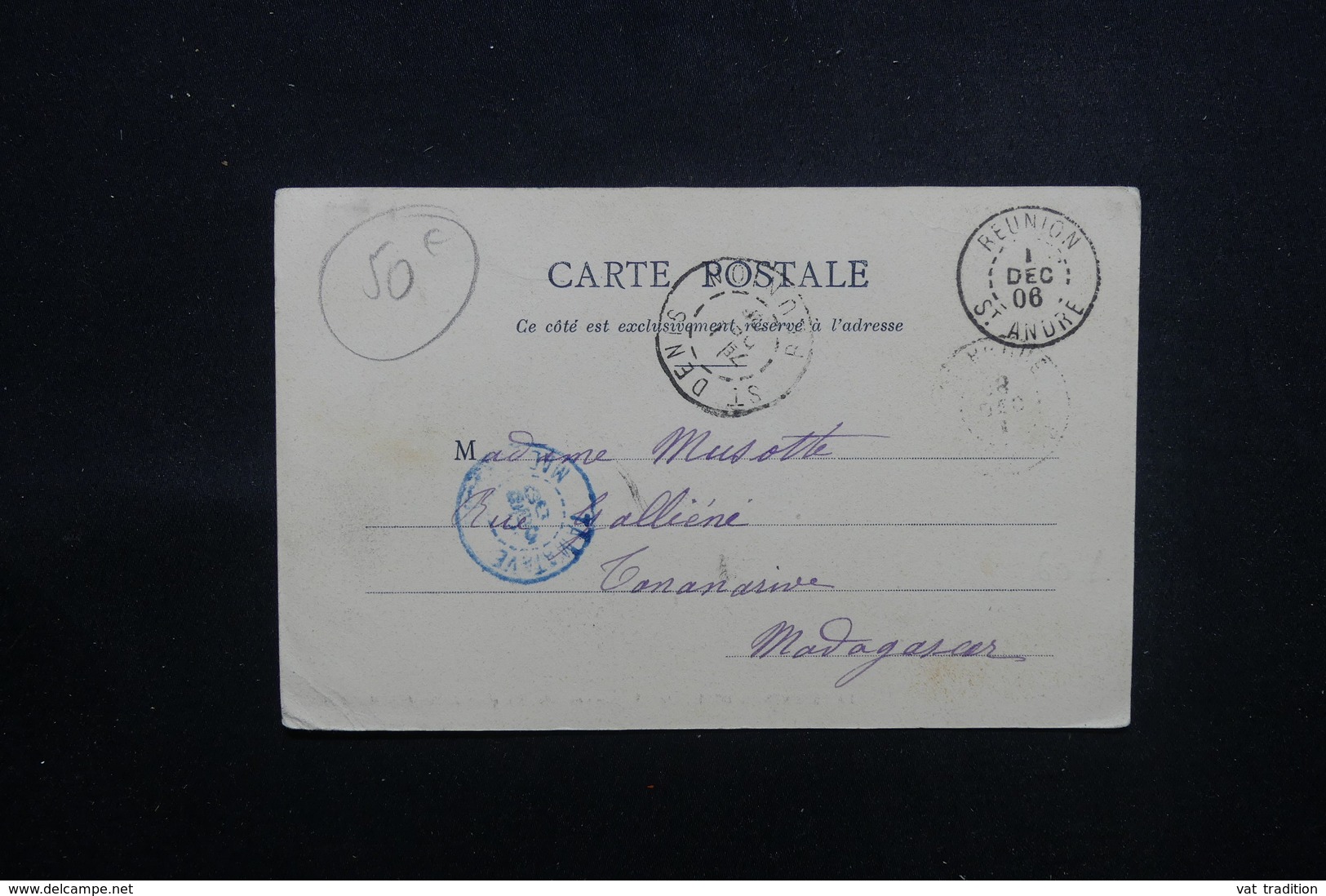 RÉUNION - Affranchissement Type Groupe De St André Sur Carte Postale Pour Madagascar En 1906 - L 51670 - Cartas & Documentos