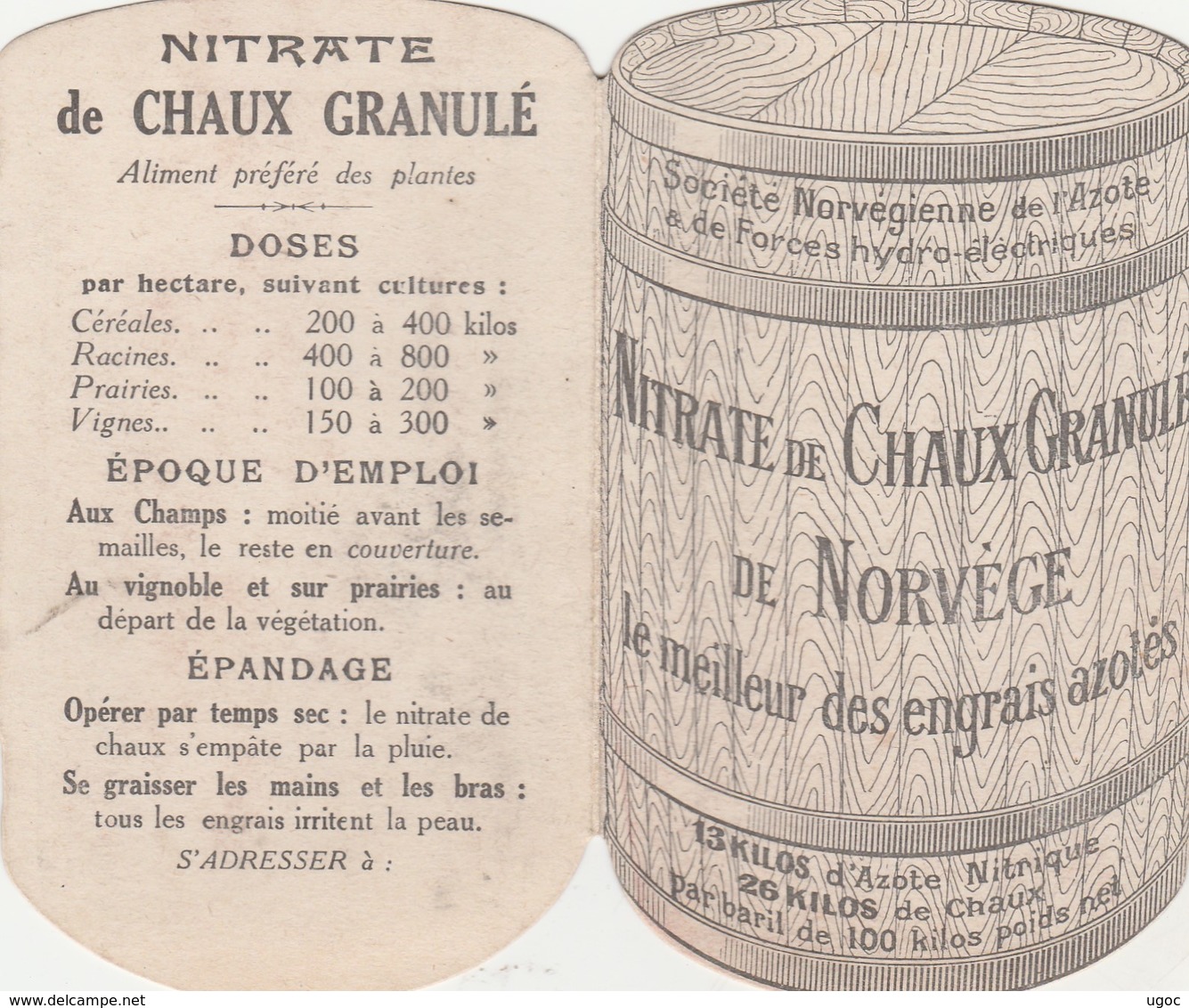 - Très Beau Calendrier De 1922 Avec PUB Nitrate De Chaux De Norvège - Petit Format : 1921-40