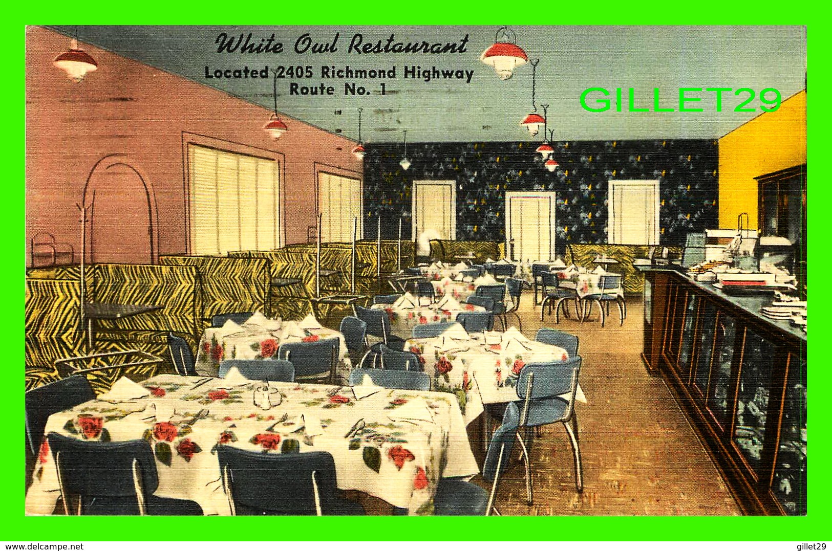 RICHMOND, VA - WHITE OWL RESTAURANT, DINING ROOM - TRAVEL IN 1952 - MELLINGER STUDIOS - - Richmond