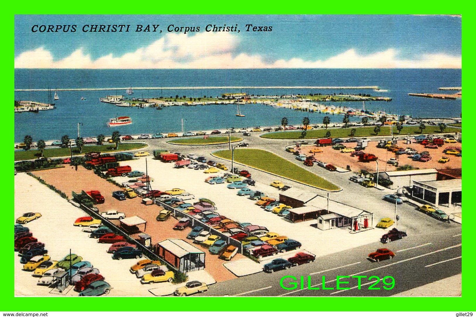 CORPUS CHRISTI, TX - CORPUS CHRISTI BAY - WELL ANIMATED - TRAVEL IN 1958 - COLE'S OFFICE EQUIPMENT CO - - Corpus Christi