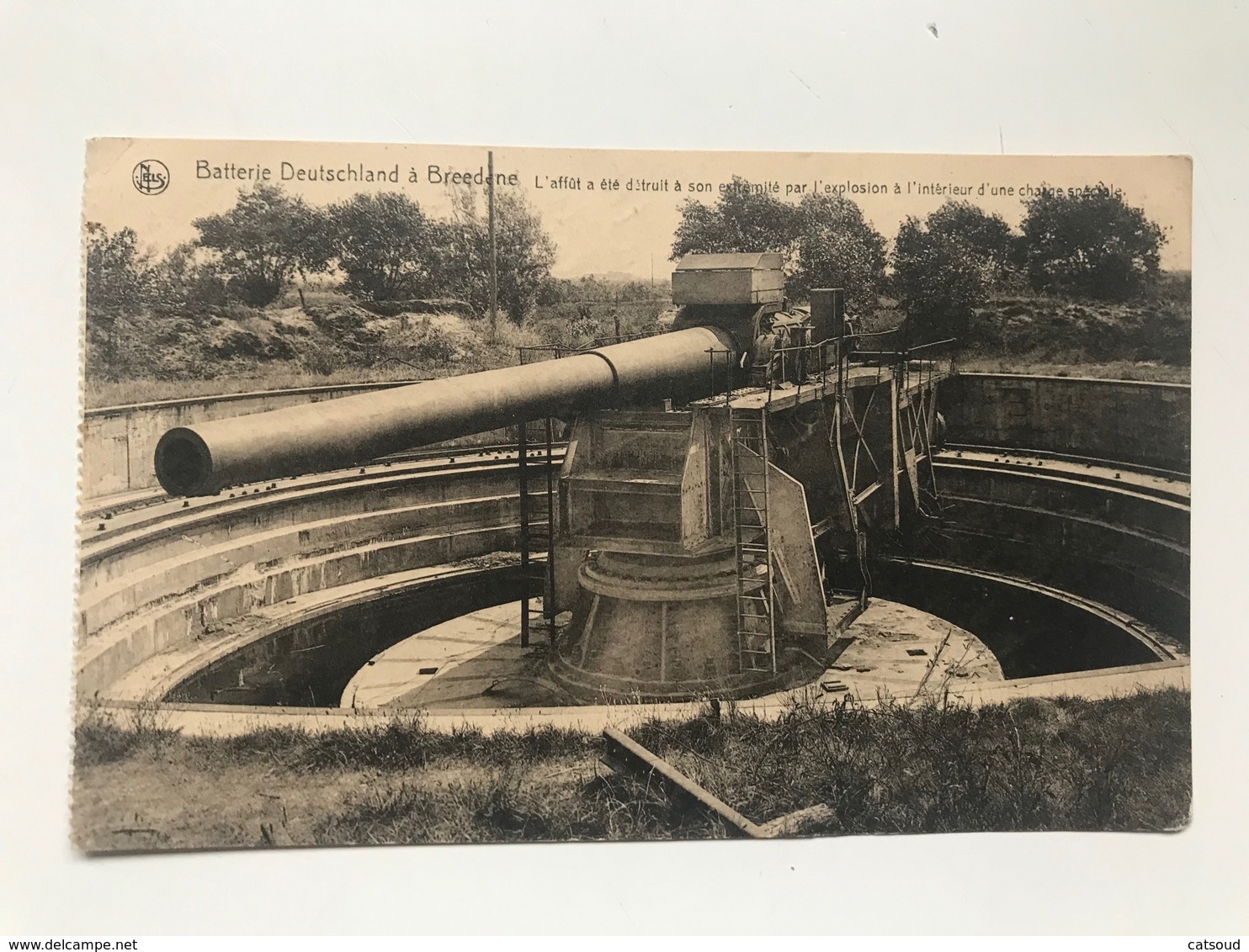 Carte Postale Ancienne (1923) Batterie Deutschland à Breedene - Guerre 1914-18