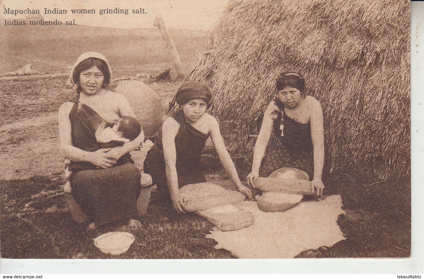 CHILE - Mapuchan Indian Women Grinding Salt - Inias Moliendo Sal ( Indios Indiens ) - Chili