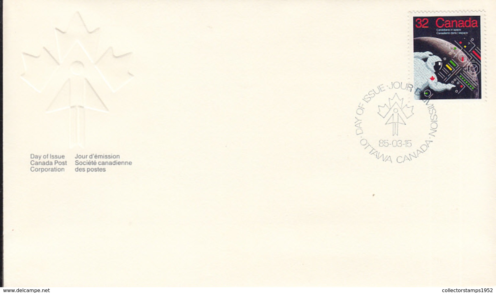 7697FM- CANADIANS IN SPACE, COSMOS, COVER FDC, 1985, CANADA - North  America