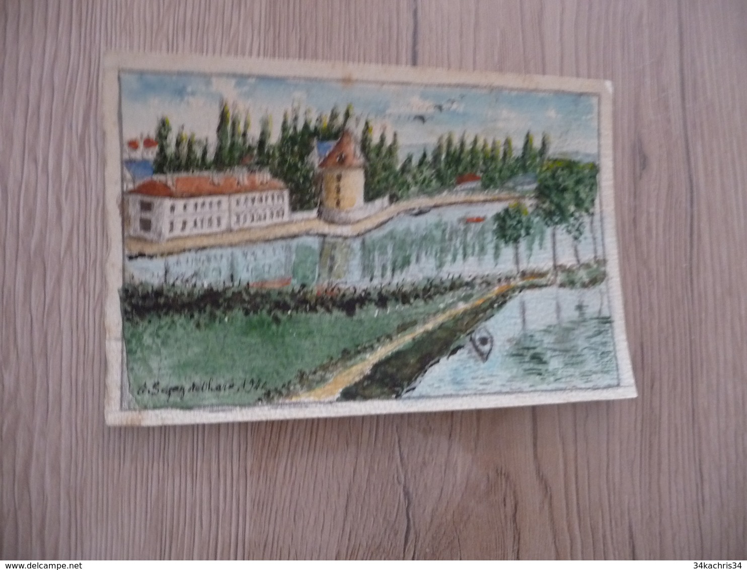 Aquarelle Originale Gaston Séguy De Charaz( Neuilly Villeneuve Sur Yonne - Aquarel