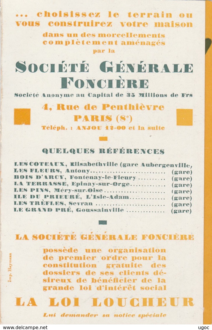 - Très Beau Calendrier De 1932 Avec PUB Société Générale Foncière, Pairs 8e - Formato Piccolo : 1921-40