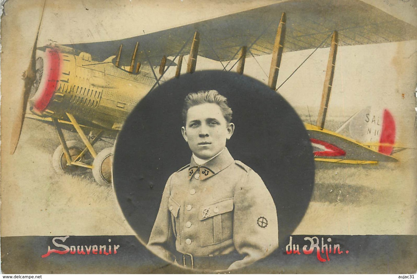 Aviation - Avions - Avion Salmson - Militaria - Régiments - Régiment - Sur Le Col N° 33 - Souvenir Du Rhin - état - 1914-1918: 1ère Guerre