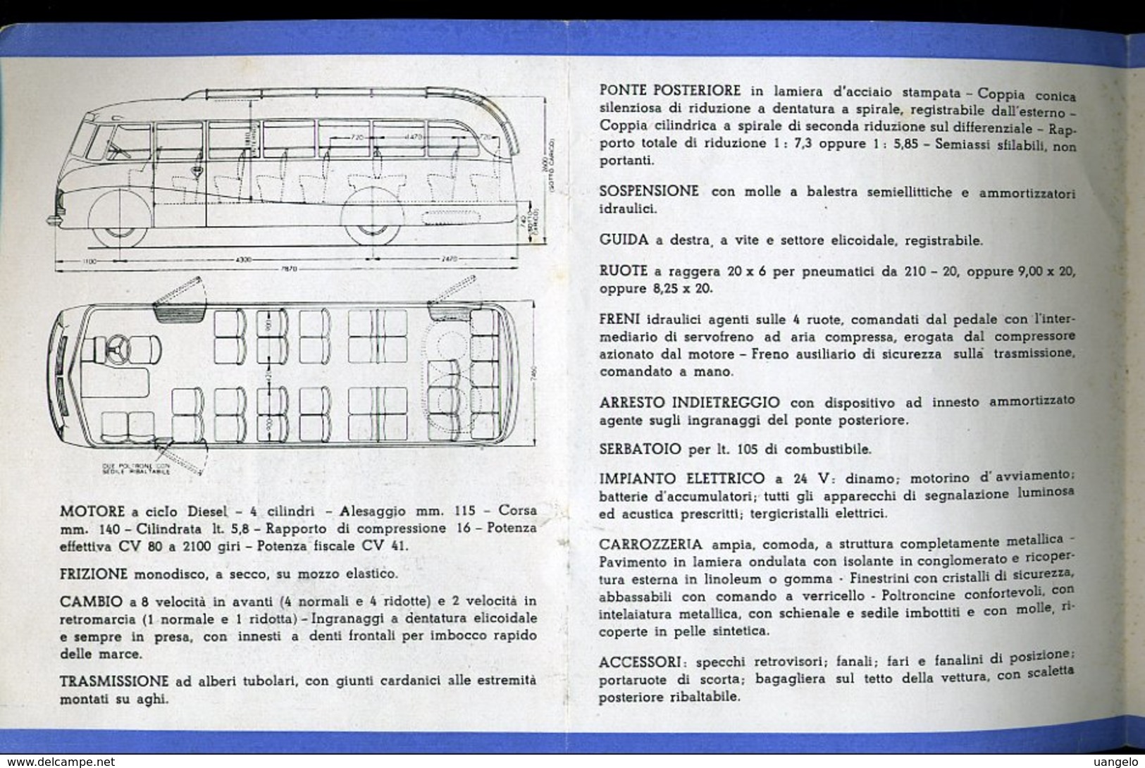 SP68 ISOTTA FRASCHINI , AUTOBUS D. 65 NAL 32-35 POSTI DEPLIANT - Werbung