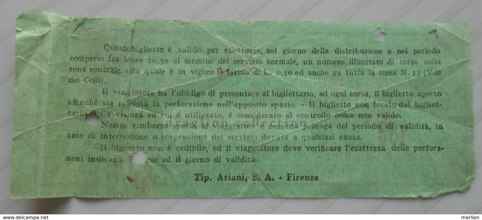 D170587 Italia -Biglietto Multiplo Da Lire UNA  FIRENZE -Tram Ticket - Ca 1938 - Europa