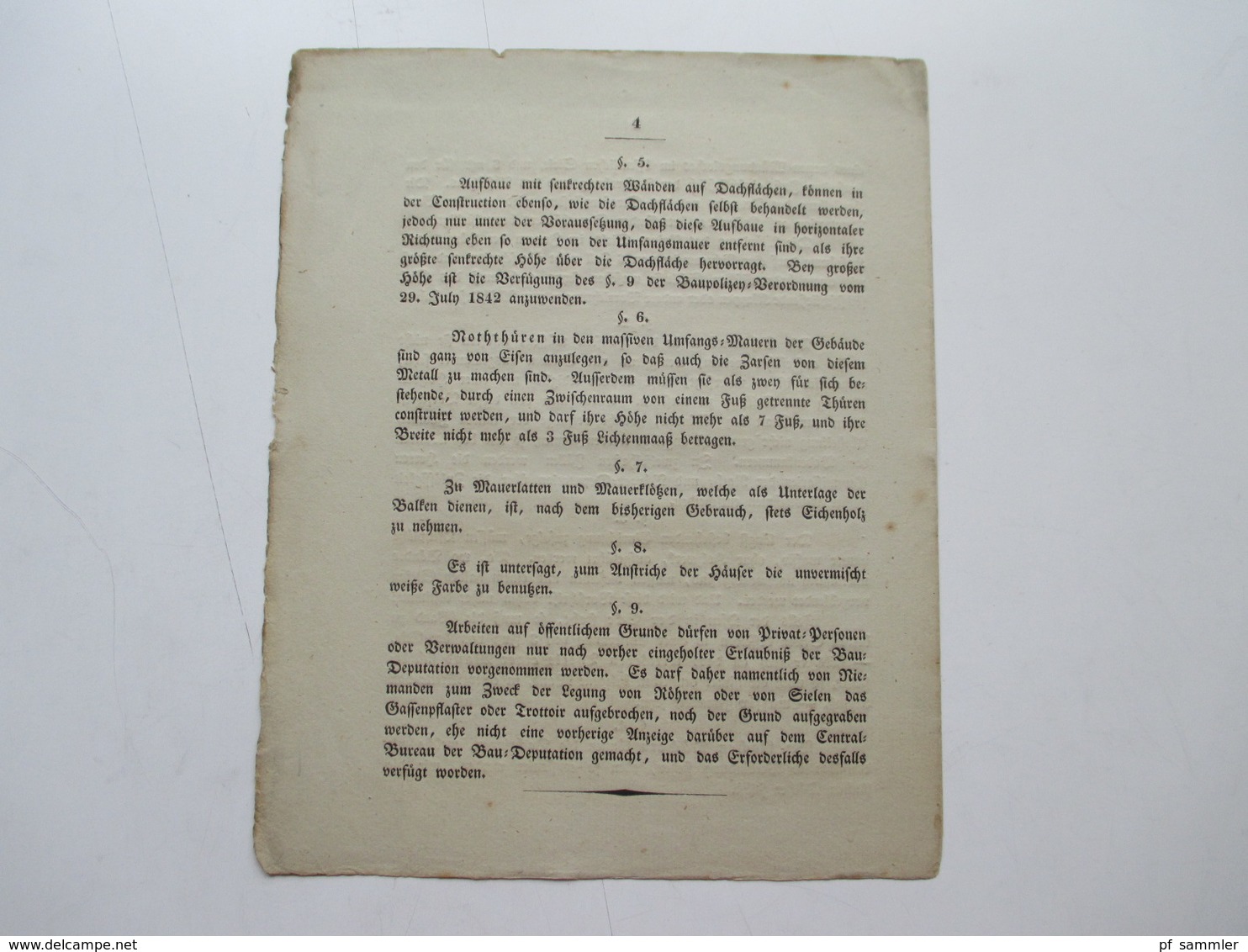 Original Dokument Zusätze Zur Verordnung Zum Wiederaufbau Gebäude In Den Abgebrannten Stadtteilen Hamburger Brand 1842 - Decreti & Leggi