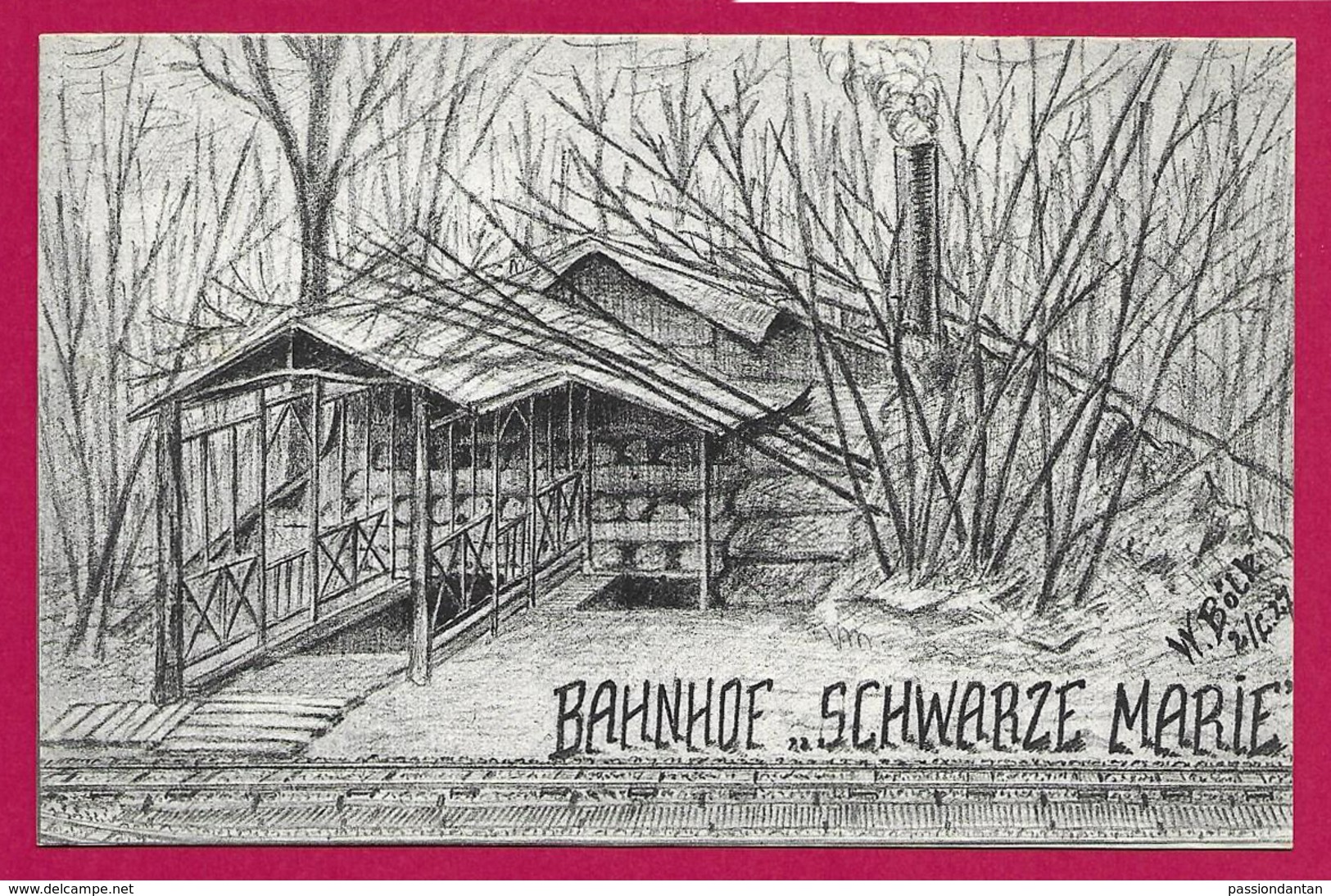 CPA Illustrée Bahnhof Schwarze Marie - Gare De Black Marie - Guerre 1914-18