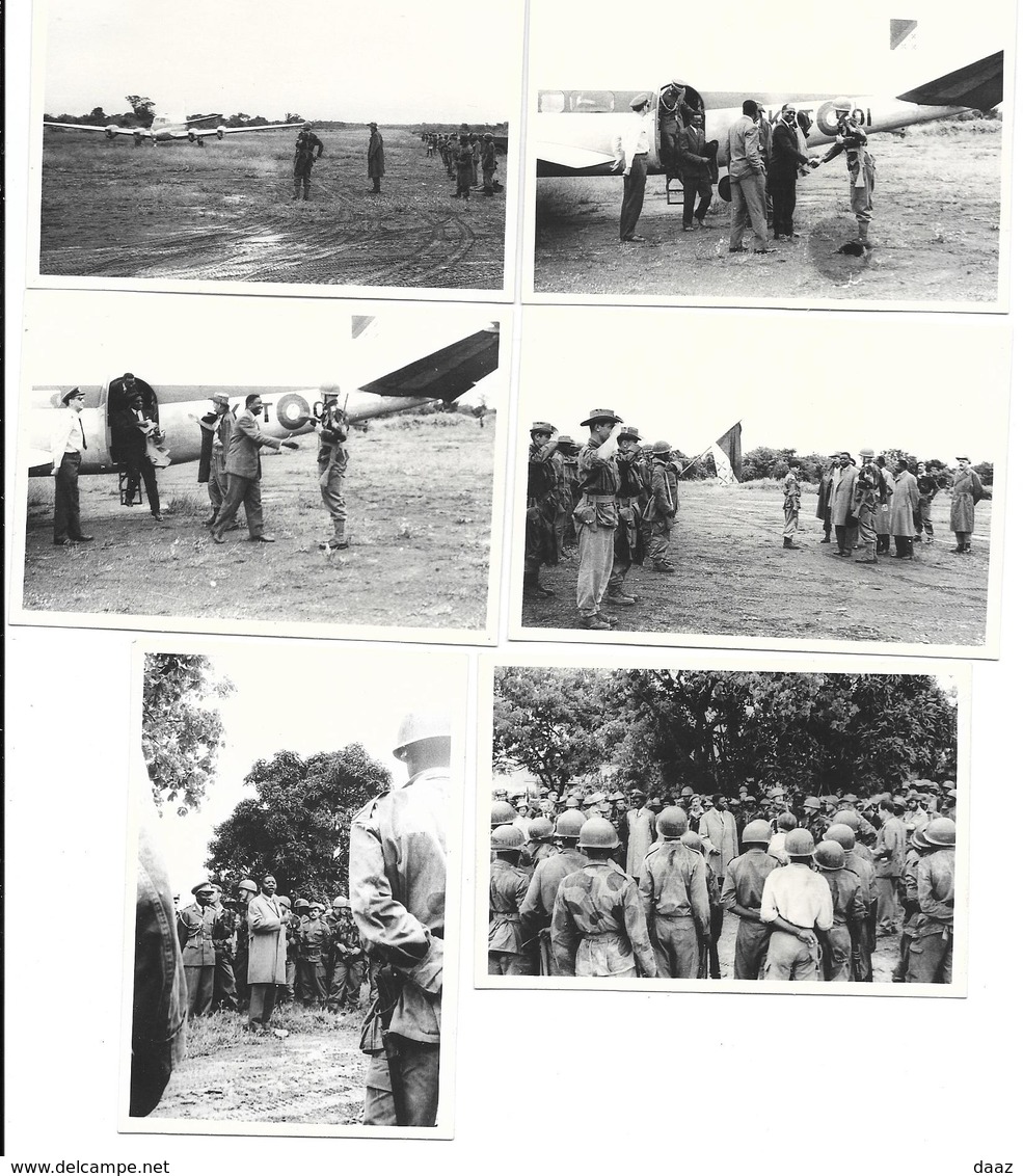 Katanga (Congo) 1961 Soldats Armée Belge (?)  Arrivée Du Président Tshombé Lot De 6 Photos 10x7 - Guerre, Militaire